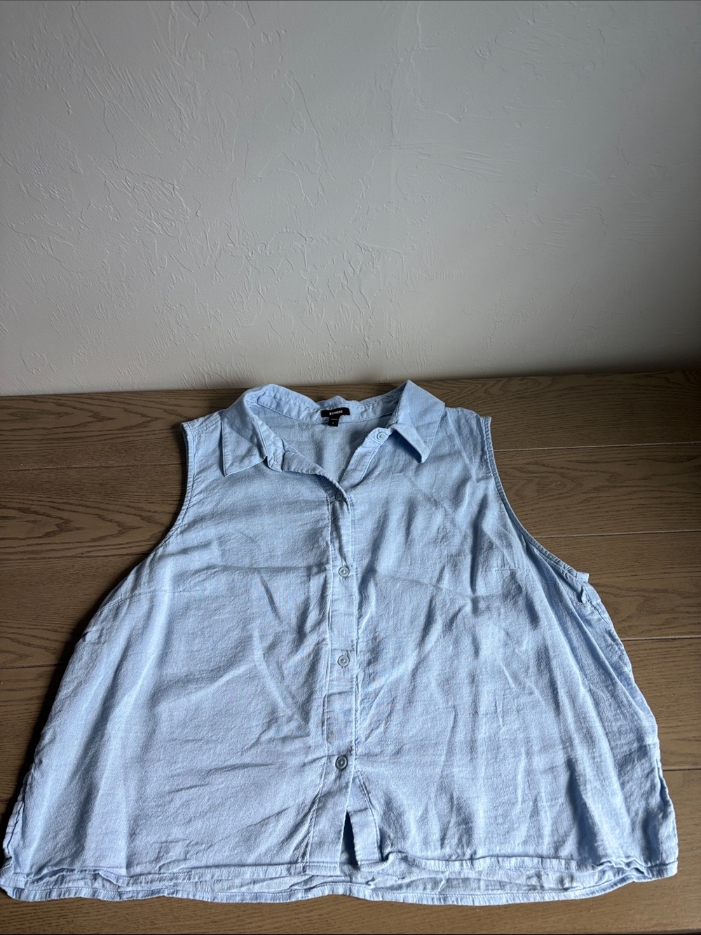 Express Light Blue Sleeveless Button-Down Shirt